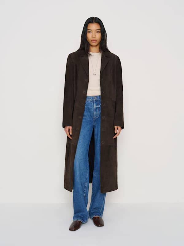 Veda Penny Oversized Suede Coat - Mole Suede